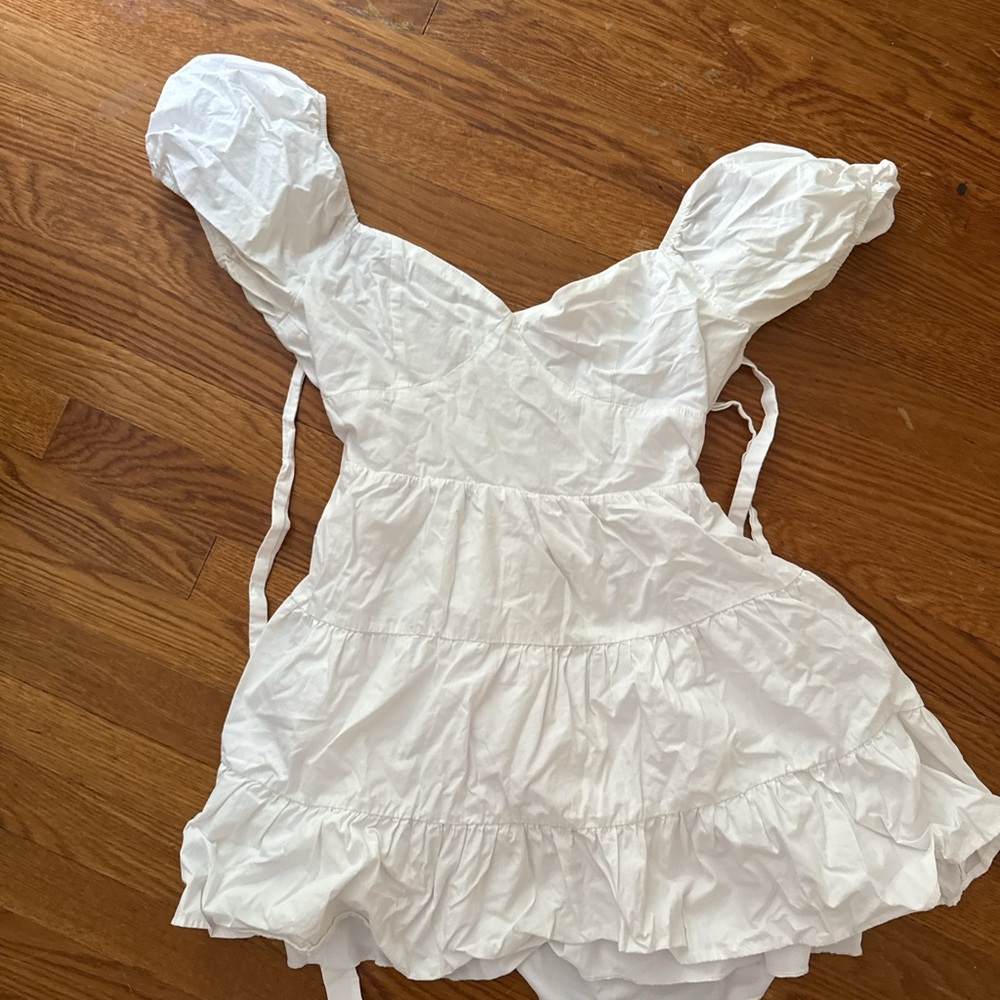 White Puff Sleeve Dress